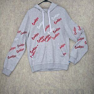 Cookies Grey Hoodie Red & White Logo Embroidery Size M